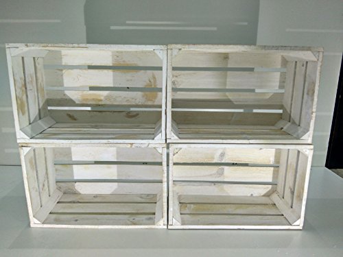Set 4 Cajas Madera Blanco Vintage Tipo Fruta