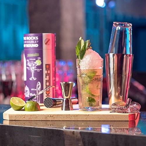 Set Coctelería con Coctelera Profesional Boston, Vaso Medidor Cocktail y Accesorios para Cóctel. Kit de Cocteleria Completo en Cajas de Regalos Originales. ¡Saca el Barman que hay en ti!