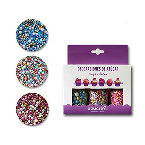 Set de 3 botes de Sprinkles para decorar pasteles, tartas, cupcakes... (Playa/ Mistico/ Flamenco)