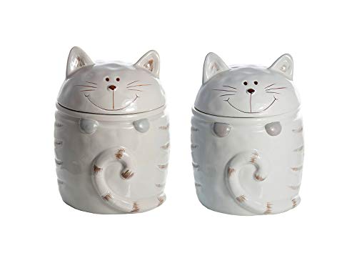 Set de Botes para alimentos cerámica, tarros de ceramica con diseño de gatos, té, café, azúcar juego de tarro de almacenamiento, uso general, blanco y visón colores, regalo con gatos