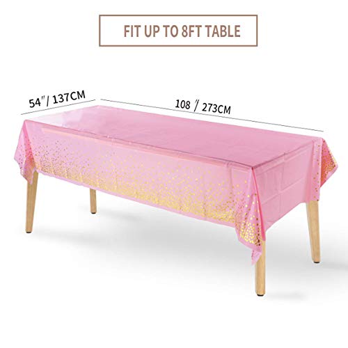 Seully 2 Piezas Mantel Desechable para Banquetes,Mantel Rosa para Banquetes,Manteles para Fiestas de Bodas de Cumpleaños,Decoraciones de Aniversario para Fiestas Interiores o Exteriores,54"x 108"