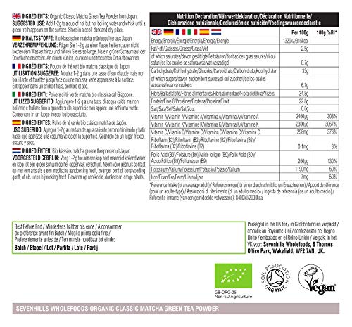 Sevenhills Wholefoods Matcha Té Verde En Polvo Japonés Clásico Orgánico 200g