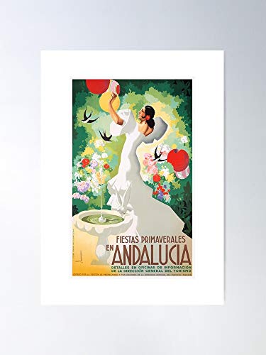 Sevillana Flamenco Travel Feria Sevilla Spain Vintage Spanish De Regalo para la decoración del hogar Wall Art Print Poster 11.7 x 16.5 inch