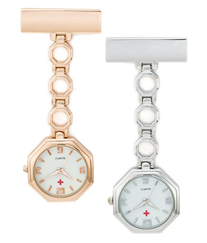 SEWOR Reloj para Enfermeras Y médico cerámica Banda Colgante Reloj de Bolsillo – con Profundo Azul Marca Piel Caja Gran Regalo (Octágono)