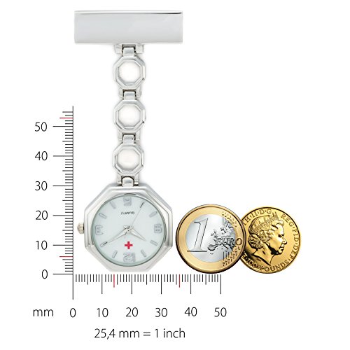 SEWOR Reloj para Enfermeras Y médico cerámica Banda Colgante Reloj de Bolsillo – con Profundo Azul Marca Piel Caja Gran Regalo (Octágono)