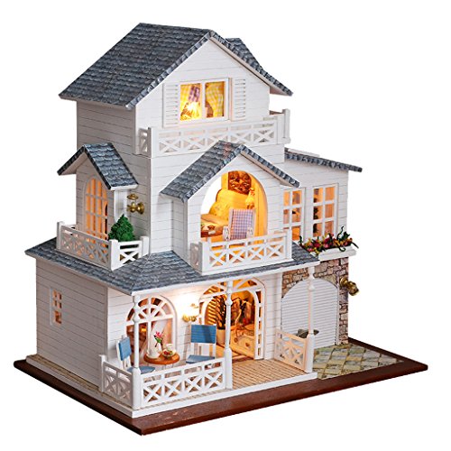 Sharplace DIY Dolls House Kit Miniatura de Madera con Muebles Luces led Ciudad Europea