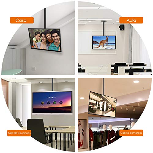 SIMBR Soporte TV de Techo con Altura Ajustable Soporte para Televisión con Pantalla LED/LCD/Plasma de 22-75 '' Carga Máxima 50kg, VESA Máxima 600×400 Inclinable y Giratorio