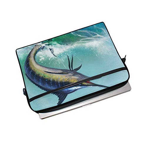 SIONOLY 15-15.4 Inch Estuche para Laptop,Pez Saltar Marlin Azul MoverPez Espada Hermoso Un Wate Rayado,Nueva computadora portátil Messenger Satchel Maletín Bolsas de Hombro de Trabajo 15-15.4"