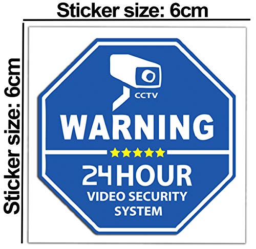 SkinoEu® 2 x PVC Laminado Pegatinas Adhesivos CCTV Advertencia 24 Horas Cámara Vigilancia Video Seguridad para Autos Coches B 65