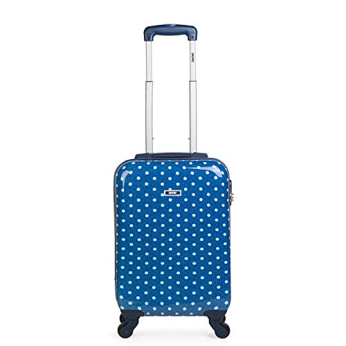 SKPAT - Maleta Infantil Cabina de Viaje 4 Ruedas Trolley Policarbonato Estampado Lunares. Equipaje de Mano. Rígida y Ligera. Candado. Low Cost. Estilo y Marca. 66450, Color Tejano