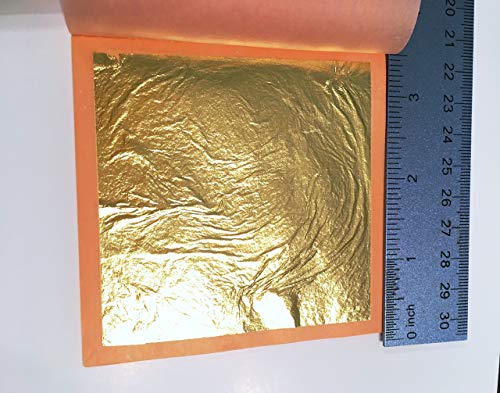 SLO FOOD GROUP Hoja de oro comestible 24 quilates (25 hojas de hoja de oro por libro) 3.15 en un 3,15 en Oro