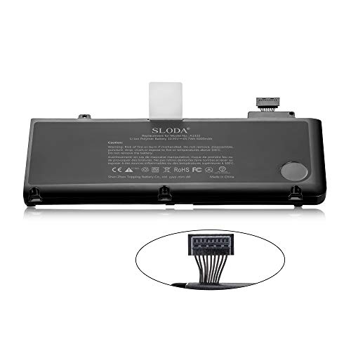 SLODA Batería de Repuesto de Portátil para Macbook Pro 13" A1322 (A1278 Mid-2009 Mid-2010 Early-2011 Late-2011 Mid-2012) MacBook Pro 13 A1322 Batería de Repuesto [Li-Polymer 10.95V 6000mAh]