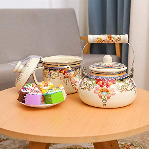 SMBYQ 2.5L Flor del Esmalte de la Tetera de la Tetera - Olla de Esmalte Caldera Fogón de Gas Natural del hogar Comercial Restaurante té