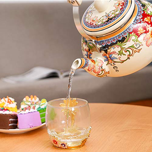 SMBYQ 2.5L Flor del Esmalte de la Tetera de la Tetera - Olla de Esmalte Caldera Fogón de Gas Natural del hogar Comercial Restaurante té