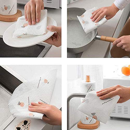 SODIAL 2 Paquetes Toallas de Papel de Cocina Ultra Absorbentes Papel EcolóGico Lavable, Absorbente de Aceite Alimentario Trapo Mojado Seco Uso Plato