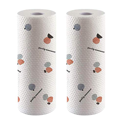 SODIAL 2 Paquetes Toallas de Papel de Cocina Ultra Absorbentes Papel EcolóGico Lavable, Absorbente de Aceite Alimentario Trapo Mojado Seco Uso Plato