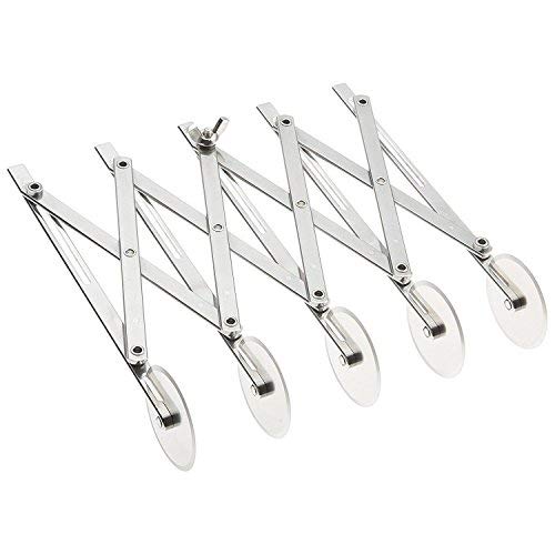 SODIAL Divisor de Masa de Acero Inoxidable Multifuncional Cortador de 5 Ruedas Herramientas de Rodillo balancin de Pasta Pelador de pasteleria