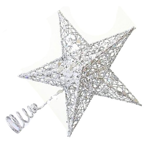 SODIAL(R) Ornamento del arbol de Navidad arbol de Navidad Decorativo Cap Top arbol Decorativo Festival del arbol(15CM Estrella de Cinco Puntas de Plata)