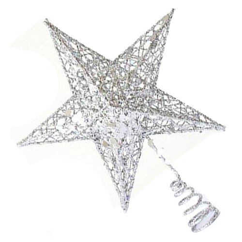 SODIAL(R) Ornamento del arbol de Navidad arbol de Navidad Decorativo Cap Top arbol Decorativo Festival del arbol(15CM Estrella de Cinco Puntas de Plata)