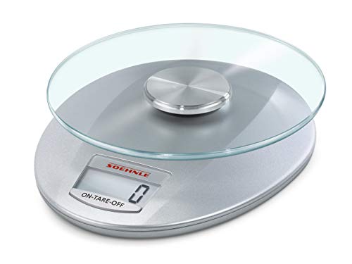 Soehnle Roma-Báscula de Cocina, 16 x 19 x 3,5 cm, Color Plata, Vidrio, De plástico