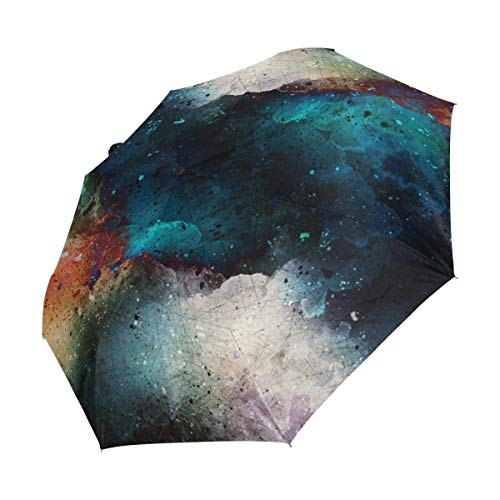 Sombrilla para Personalizar 3 Pliegues Espacio Exterior Rainbow Galaxy A Prueba de Viento Automático Abrir Cerrar Ligero Anti-UV