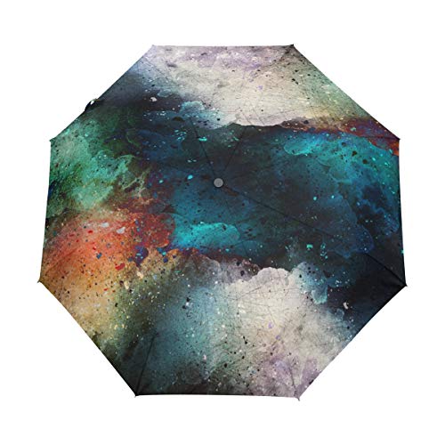 Sombrilla para Personalizar 3 Pliegues Espacio Exterior Rainbow Galaxy A Prueba de Viento Automático Abrir Cerrar Ligero Anti-UV