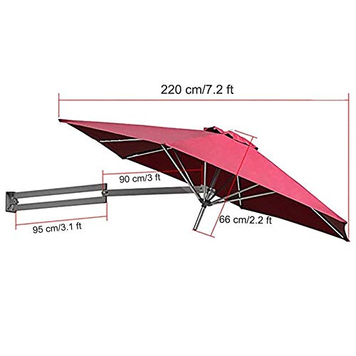 Sombrillas Parasol Jardin Aluminio para Patio, Rojo, Grande Jardín, Playa Y Piscina - Ø 7.2ft /2.2m (Color : Wine Red)