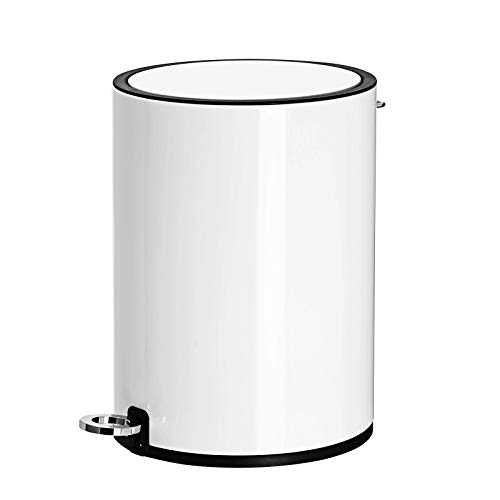 SONGMICS Cubo de Basura para baño, Basurero con Pedal 3L, con Tapa ABS y cubeta de plástico, Acero, para Interior, Oficina y Dormitorio LTB11WT