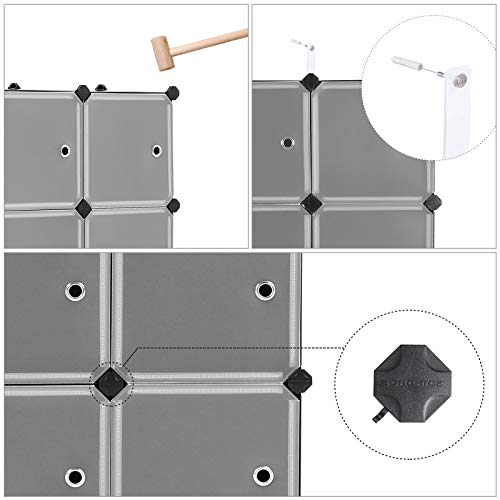 SONGMICS Estantería Modular, Armario Modular de 9 Cubos, Estantería de Plástico con Puertas, para Zapatillas, Ropa, Juguetes, Libros, Fácil de Montar, Negro LPC116HS