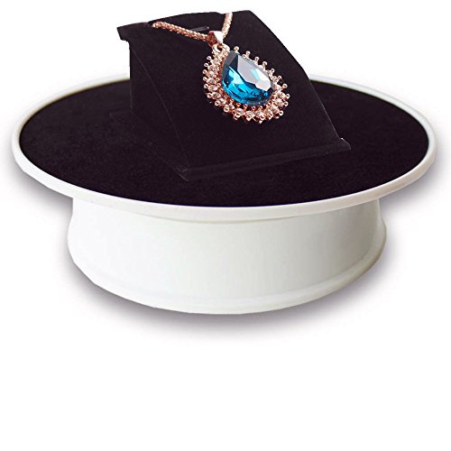 Soporte giratorio motorizado para joyas, diseño con parte superior de terciopelo, color negro (20,3 cm), multicolor, Dia.:8" (20cm Top stand)* 2.24"H
