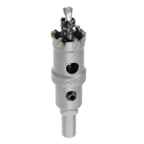 sourcing map Broca de Taladro de Sierra Cortadora de Agujeros de Carburo de aleación de acero inoxidable, 22,5 mm