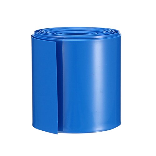 sourcing map Tubos Termorretráctiles de PVC 50mm para 18650 de Película retráctil de 2 x 5m azul