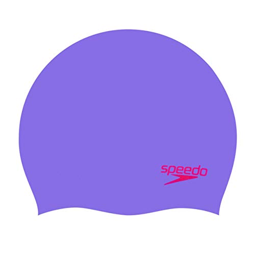 Speedo Gorro Liso Moldeado de Silicona Junior natación, Unisex-Youth, Violeta/Rojo, Talla única