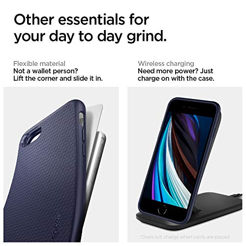 Spigen Funda Liquid Air Compatible con Apple iPhone SE(2020)/8/7, Flexión Duradero y Diseño de Fácil Agarre - Azul Marino