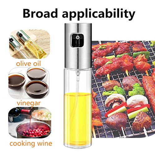 Spray de aceite de oliva, botella de aceite de vidrio apto para uso alimentario, dispensador de aceite para cocina, ensalada, barbacoa, cocina, horno y asado, capacidad de 8,4 g