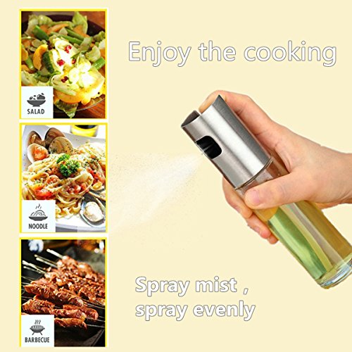 Spray de aceite de oliva, botella de aceite de vidrio apto para uso alimentario, dispensador de aceite para cocina, ensalada, barbacoa, cocina, horno y asado, capacidad de 8,4 g