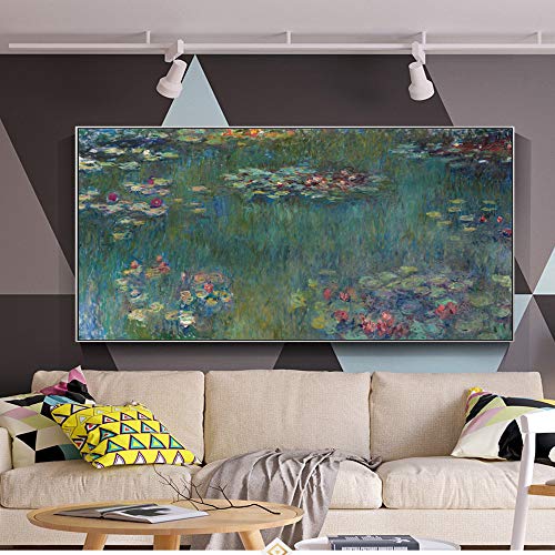 SQSHBBC Monet Nenúfares Lienzos Pinturas Reproducciones Impresionista Flor Carteles e Impresiones de Pared Cuadro para la decoración de la Sala de Estar 70x140cm sin Marco