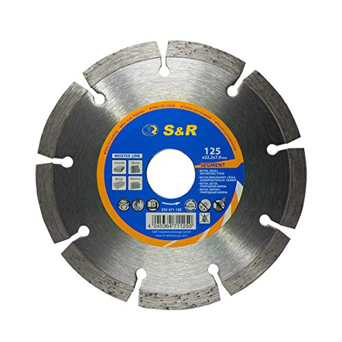S&R Disco Diamantado para Hormigon 125 mm Disco Diamante UNIVERSAL, soldado con láser, corte en seco