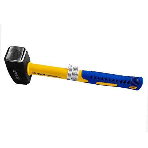 S&R Maza de 1500 gr en Acero Forjado C50. Mango de fibra de vidrio con recubrimiento de PVC anti vibración