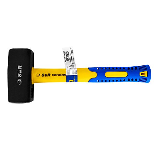 S&R Maza de 1500 gr en Acero Forjado C50. Mango de fibra de vidrio con recubrimiento de PVC anti vibración