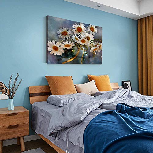 SSKJTC 1 pieza moderna decoración del hogar flores margaritas muerta arte impresión sobre lienzo envuelto para paredes 36 x 24 pulgadas