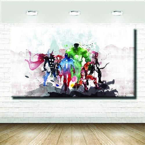 stampepersonalizzate.com - Imprimir en Lienzo - Formato Canvas - Formato 88X50 Solo Lienzo - Imprimir en Calidad fotográfica - Pinturas Cómics y cartones - The Avenger Watercolor Painting
