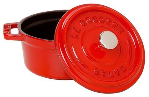 STAUB Minis Cocotte Redonda, Hierro Fundido, Rojo Cereza, 10 cm