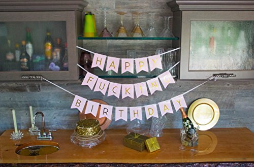 Sterling James Co. Guirnalda de Fiesta de Cumpleaños Divertida “Happy Fu***** Birthday” (Feliz P*** Cumpleaños) Artículos, Decoraciones y Accesorios para Fiestas de Cumpleaños Celebración del 21, 3