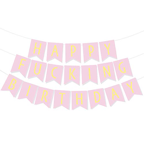 Sterling James Co. Guirnalda de Fiesta de Cumpleaños Divertida “Happy Fu***** Birthday” (Feliz P*** Cumpleaños) Artículos, Decoraciones y Accesorios para Fiestas de Cumpleaños Celebración del 21, 3