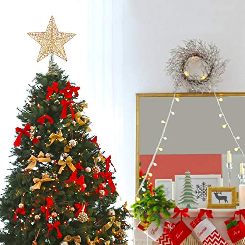 STOBOK Brillante Tree Top Estrella de Navidad Adorno del árbol Ornamentos Copas de los árboles Luces cálida 10 Pulgadas