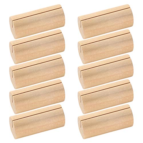 STOBOK Portatarjetas de madera de 10 piezas porta-número de mesa de fotos de forma cilíndrica para reunión de banquete