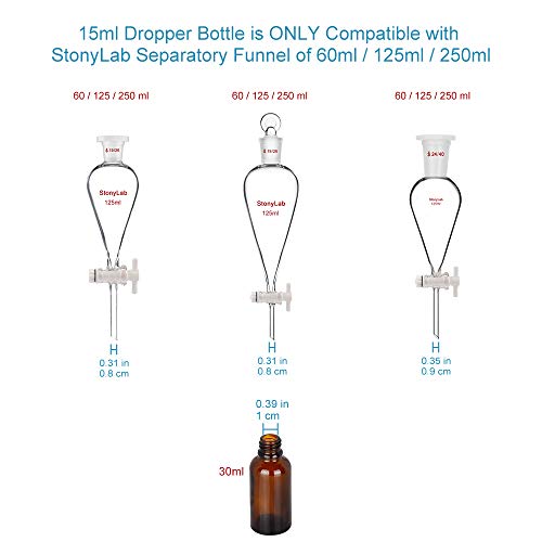 StonyLab 30ml (1 oz) 2-Pack Frasco Gotero de Vidrio, Botella Cuentagotas de Vidrio Vacío Marrón con Vidrio Cónico, Tapón Interno y Etiqueta, para Fragancias de Aromaterapia de Aceites Esenciales