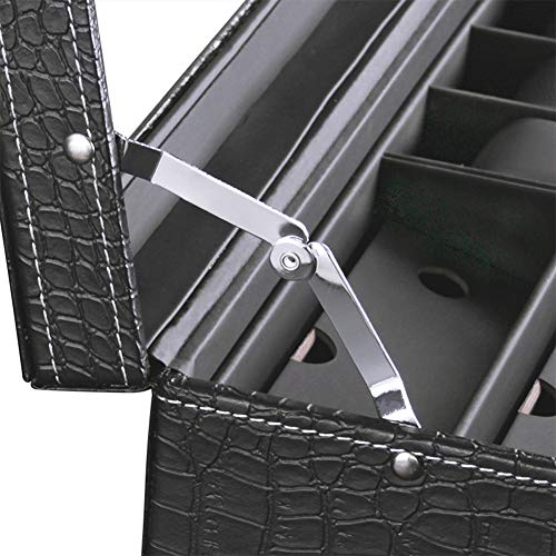 St.Oswalds Caja para Guardar 6 Relojes Hombre Joyero Estuche Organizador 3 Gafas Gemelos Anillos Joyas con Llave Negro