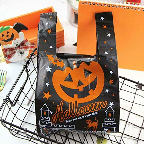 styleinside 100 Piezas Negro Calabaza Halloween Bolso de Compras al por Mayor Chaleco de plástico portátil Bolsas de Embalaje